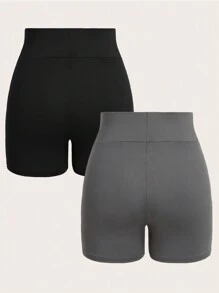 SHEIN 2pcs Teen Girl Elastic Waist Stretchy Undershorts