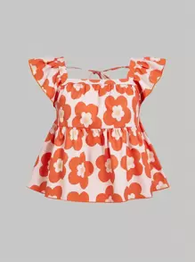 SHEIN MOD Camisa De Cuello Cuadrado Holgado De Talla Grande Con Estampado De Flores - Multicolor - Ver 1