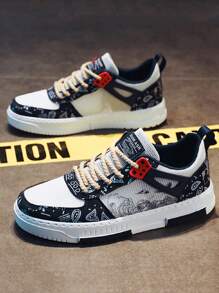 2025新款畅销季节性折扣轻便男士网眼透气运动鞋休闲步行鞋拼色帆布厚底运动鞋防滑鞋底多色拼接儿童青少年运动系带运动鞋街舞滑板鞋