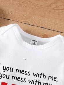 Baby Boy Casual Slogan Printed Comfortable Short Sleeve Bodysuit For Summer