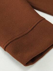 SHEIN LUNE 女大尺碼翻領雙排扣大衣 - 駝色 - 查看 4