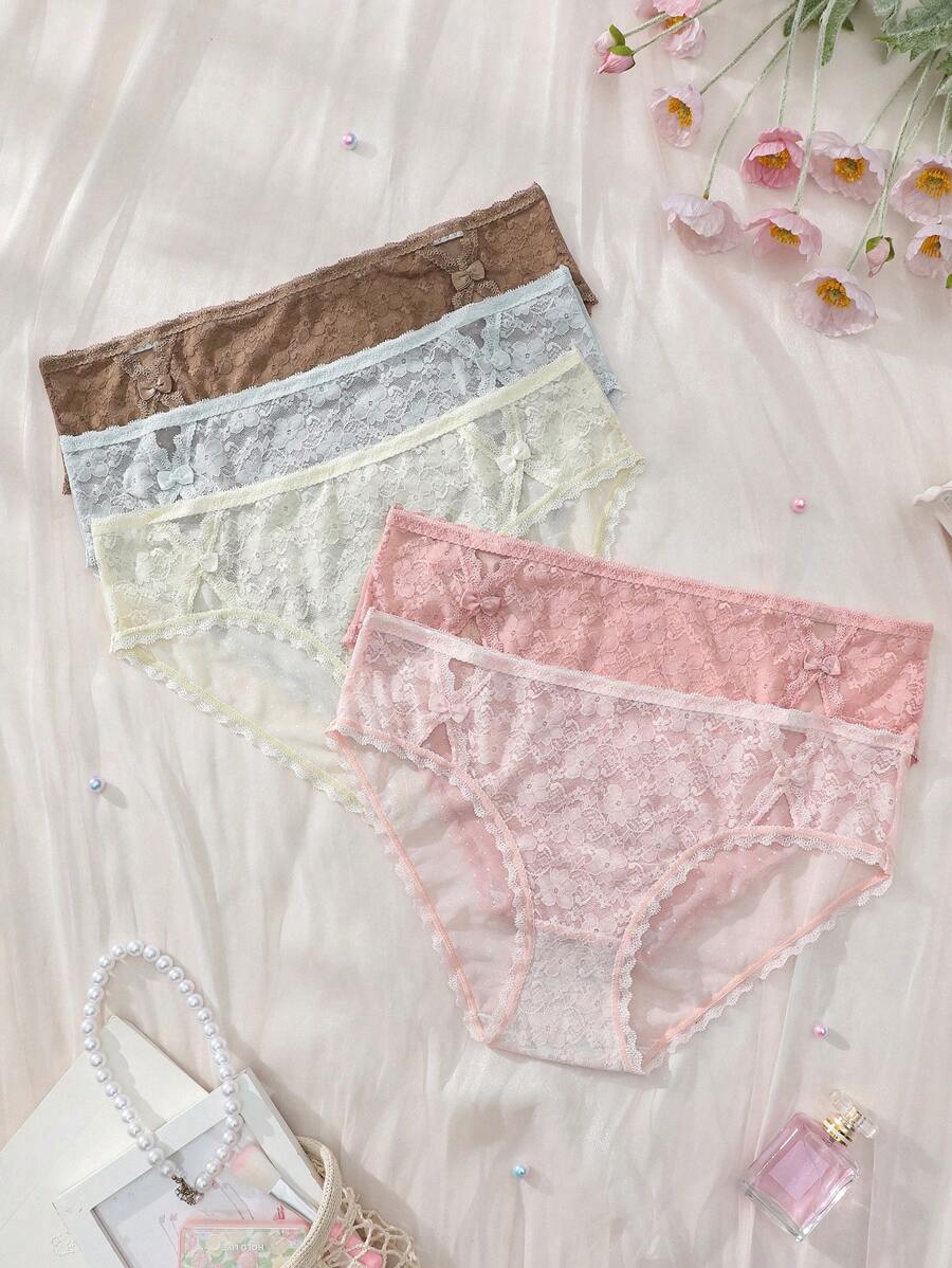 SHEIN ملابس داخلية كبيرة الحجم بلون صلب و بتطريز دانتيل للنساء - متعدد الألوان - مشاهدة 1