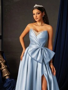 Smilprince Long High-Grade Elegant Evening Dress For Sophisticated Occasions Formal Prom Wedding Guest Gown, For Graduation, Dinner - Baby Blue - View 6