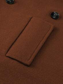 SHEIN LUNE 女大尺碼翻領雙排扣大衣 - 駝色 - 查看 3