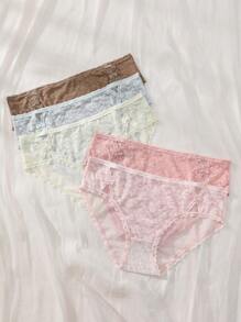 SHEIN ملابس داخلية كبيرة الحجم بلون صلب و بتطريز دانتيل للنساء - متعدد الألوان - مشاهدة 3