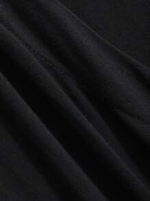 DAZY 女式深V领裹身褶皱修身T恤外出上衣，秋季服装长袖女式上衣 - 黑色 - 查看 9