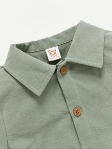 Cozy Pixies Baby Boy Soft Solid Color Casual Short Sleeve Shirt 2pcs/Set
