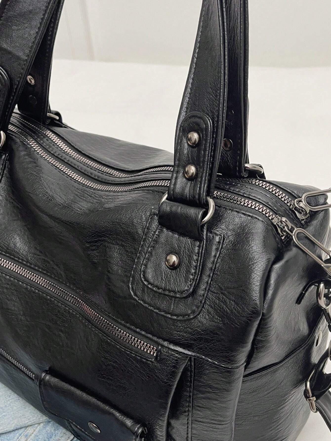 Our Grunge Punk Large Capacity Gothic Style Shoulder Tote Bag For
