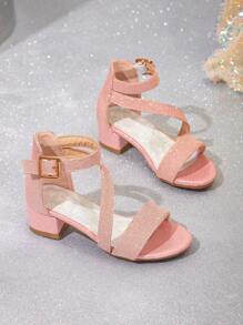 1pair Fashionable Versatile Luxurious High Heel Sandals For Girls - Pink - View 6