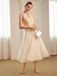 MOTF PREMIUM BUTTON FRONT V NECK TANK TOP - Yellow - View 10