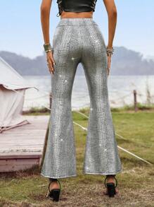 Allurite Spring/Summer Casual Crocodile Print Flare Pants For Music Festival - Multicolor - View 2