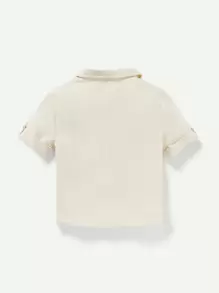 Cozy Pixies Baby Boy Soft Solid Color Casual Short Sleeve Shirt 2pcs/Set