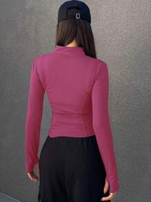 DAZY Chaqueta de manga larga sólida para mujer, ajuste delgado, minimalista ideal para primavera y verano - Rosa Fucsia - Ver 4
