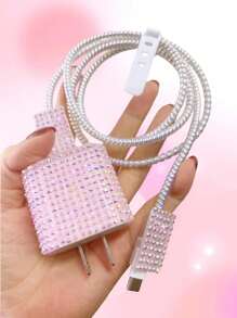 Protector de cargador y cable de datos de carga rápida con funda de goma suave para proteger el cabezal, compatible con Apple Samsung Xiaomi Huawei - Rosa - Ver 4