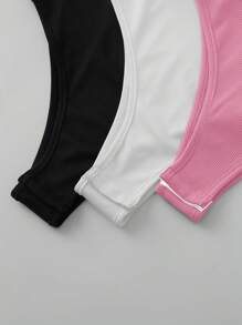 SHEIN LUNE 3入組純色方領交叉花瓣連體衣 - 彩色 - 查看 4