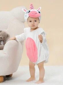 Baby Girl Cute Unicorn Shaped Romper And Hat Set