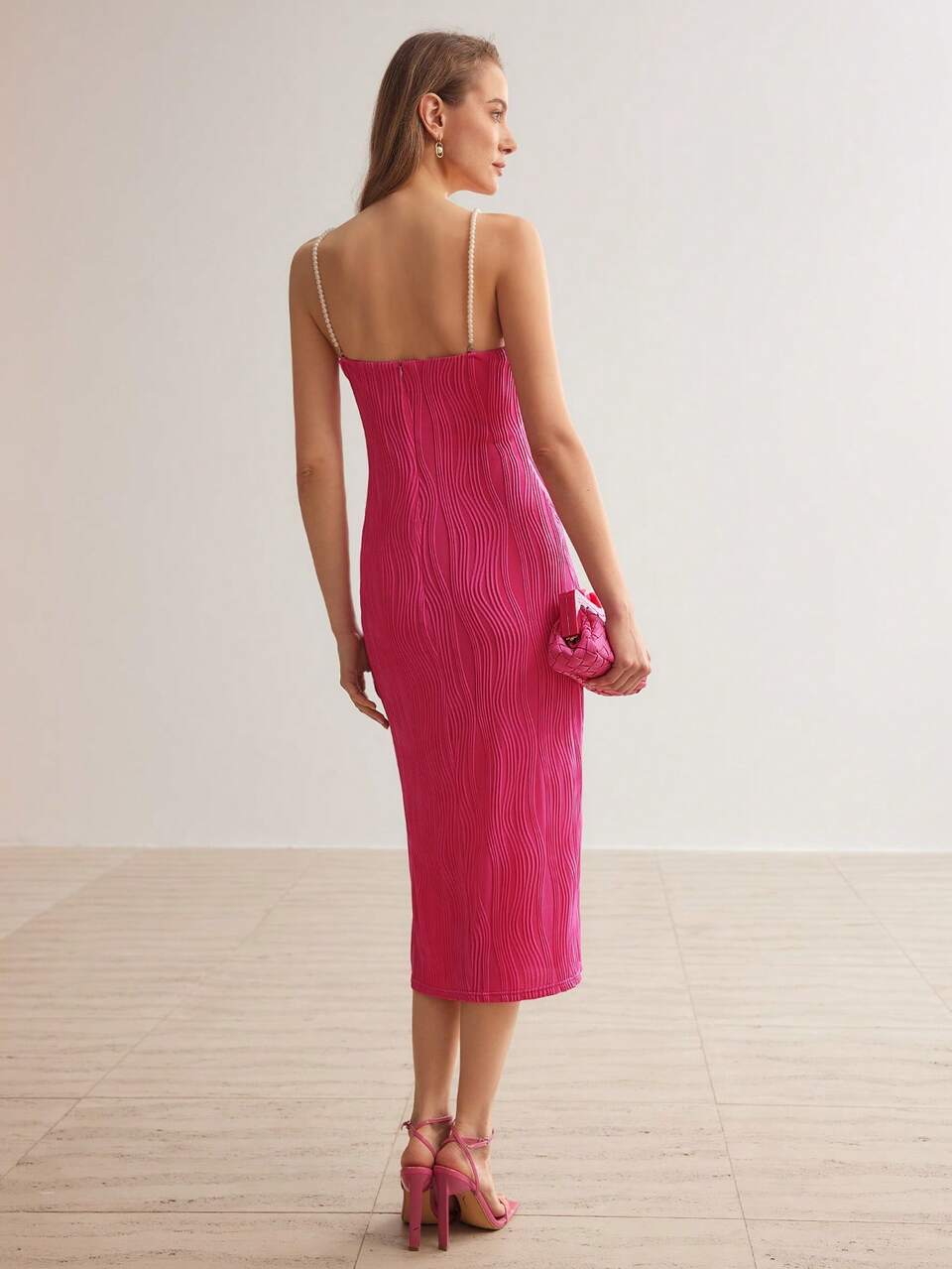 MOTF SOLID TEXTURED PEARLS SLIP DRESS