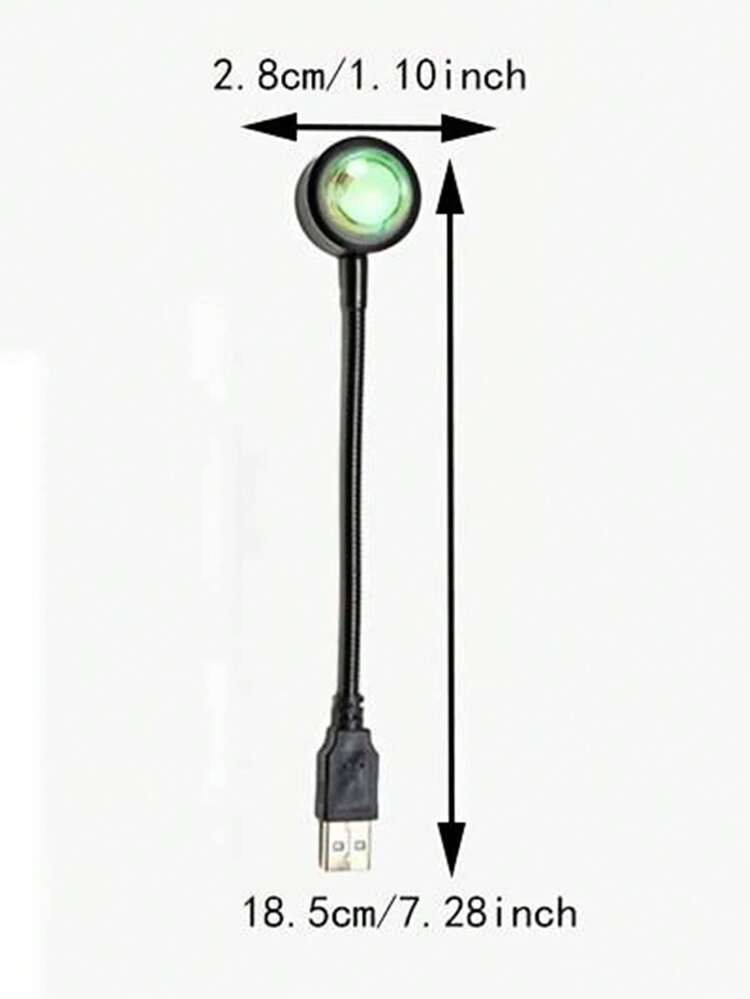 1pc Sunset Yellow LED USB Sunset Projection Light, 7-Color Ambiance Lamp, Romantic Night Light, Portable Bedroom/Cafe/Living Room Wall Decor Light