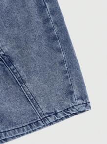 ROMWE Grunge Punk 女士星形低腰牛仔短裤，学校款 - 藍色 - 查看 4