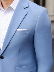 Manfinity Mode Men's Solid Color Single Breasted Long Sleeve Suit Jacket