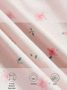 Cozy Pixies Baby Girl Floral Pattern Round Neck Top With Ruffle Trim Detail, 2pcs/Set - Multicolor - View 9