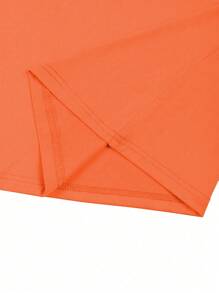 Calvaya Vestido Casual De Manga Corta De Talla Grande De Color Sólido Minimalista Con Diseño De Bolsillo Para Primavera Y Verano - Naranja - Ver 6