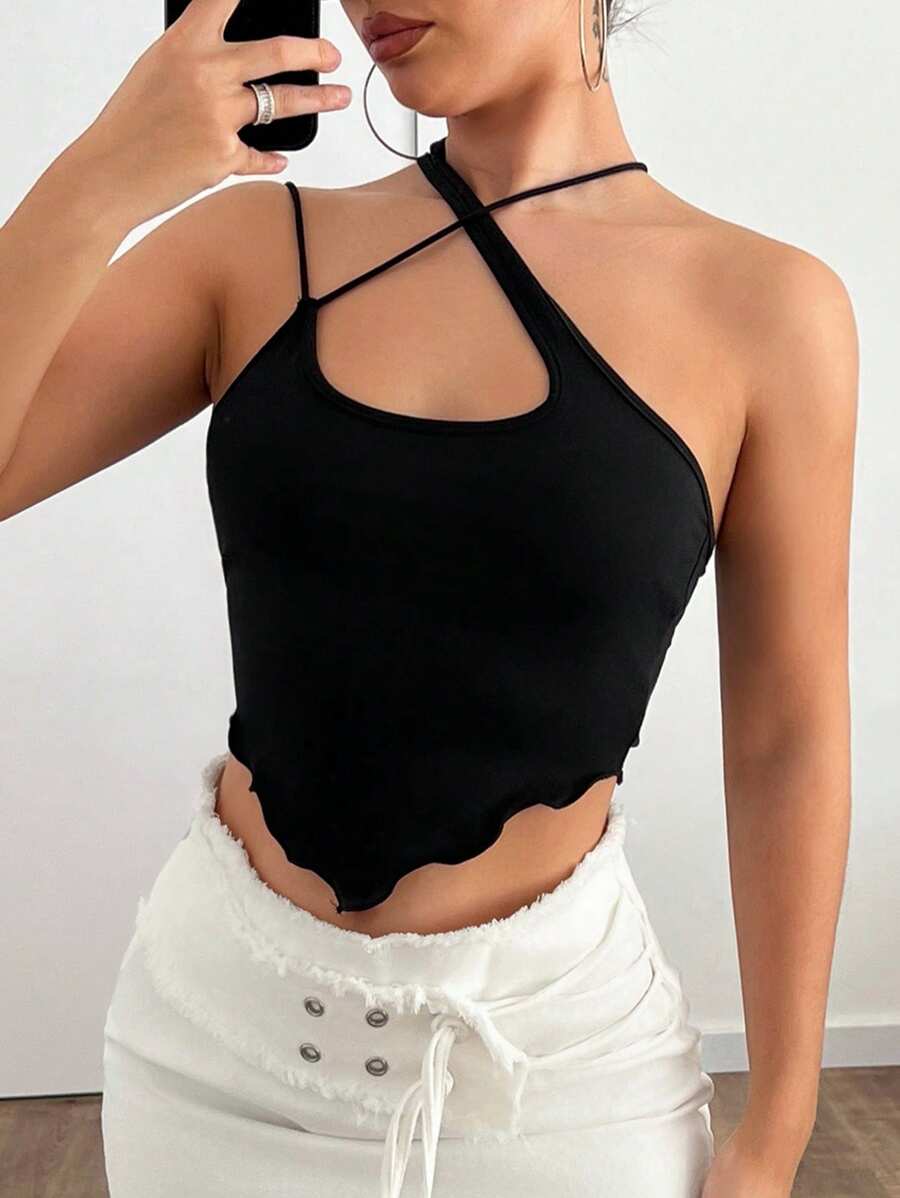 SHEIN ICON Ladies' Fashionable Solid One Shoulder Top - Multicolor - View 1
