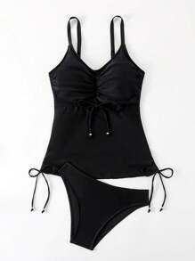 SHEIN Swim 2pcs/Set Women's Solid Color Swimwear Summer