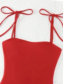 SHEIN Swim 1pc Women's Solid Color Backless Camisole Monokini Swimsuit Summer