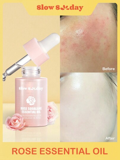 Slow Sunday Rose Squalane Essential Oil, 20% Squalane, & Jojoba Seed Oil & Rose Flower Oil, Hydrates & Nourishes, Antioxidant, Improves Dullness, Brightens The Complexion, Perfect For Makeup Primer, For Fall & Winter, Smooth Fine Line, Pore Minimizing, Smooth & Blur Primer, Suitable As A Makeup Base For Smoother Application, Cozy Fall & Winter Styles, Suitable For Autumn Winter, Y2K, For Halloweens, Party & Gifts, Thanksgiving & New Year, Thank You Gift, For Christmas,  Christmas Gifts