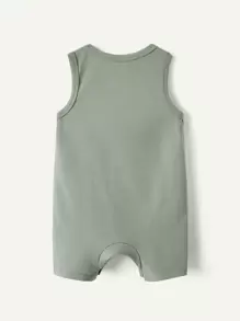 Cozy Pixies Baby Boy Striped/Solid Color Round Neck Sleeveless Romper 2pcs Set