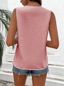 Breezaya 女款無袖襯衫,花朵刺繡細節裝飾 - 粉色 - 查看 2