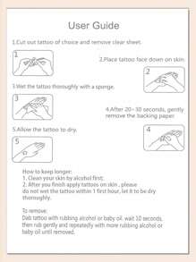 2入組蝴蝶和花卉紋身貼紙,防水暫時性紋身貼紙 - 粉色 - 查看 6