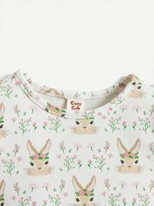 Cozy Pixies Conjunto De 2 Piezas De Vestido De Manga Corta Suave De Cuello Redondo Con Corbata Delantera Para Niña