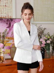 Aveloria Women's Random Jacquard Solid Color Long Sleeve Suit Jacket