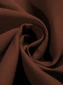 Selamara Women's Summer Solid Color Round Neck Batwing Short Sleeve Top And Wide Leg Pants Casual 2pcs Set - Brown - View 5