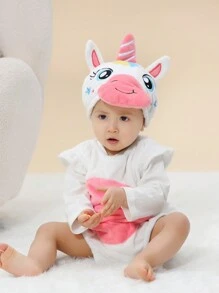 Baby Girl Cute Unicorn Shaped Romper And Hat Set