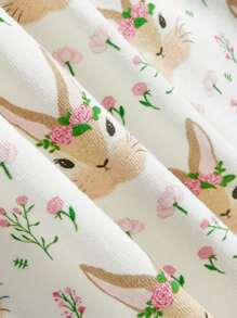 Cozy Pixies Conjunto De 2 Piezas De Vestido De Manga Corta Suave De Cuello Redondo Con Corbata Delantera Para Niña