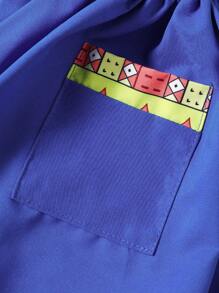 Vestido Con Ribete De Volantes Y Estampado Al Azar Para Bebé Niña - Azul - Ver 6