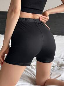 DAZY Shorts de seguridad elásticos de cintura negros contra rozaduras para mujeres, ideales para superposición