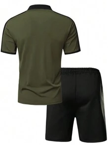 Bộ 3 món quần short ngắn tay nam mùa hè mới, áo polo và áo thun công sở chống nhăn, kiểu dáng thường ngày. - Nhiều màu - Xem 2