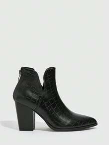 Styleloop 女士时尚鳄鱼纹黑色踝靴，设计优雅，适合夏季度假鞋，夏季促销，波西米亚风复古乡村风法式鞋，万圣节 - 黑色 - 查看 3