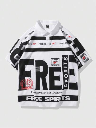 Street Life Men's Printed T-Shirt/Polo Shirt, Suitable For Spring And Summer Football Season