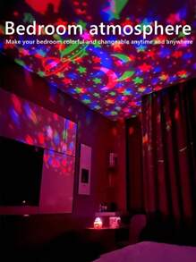 1pc Colorful Starry Sky Projection Lamp, Rotating Magic Ball Led Night Light With Rgb Moon & Galaxy Projection For Bedroom Decoration - Starry Sky Model - View 5