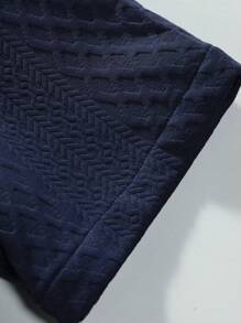 Manfinity Homme Men's Summer Casual Short Sleeve Shirt With Texture - Navy Blue - View 4