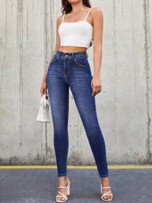 EURMUSE 97% Cotton Zipper Fly Slant Pocket Skinny Jeans