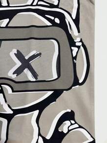 Manfinity Roghcode 男士卡通印花t恤 - 淺灰色 - 查看 4