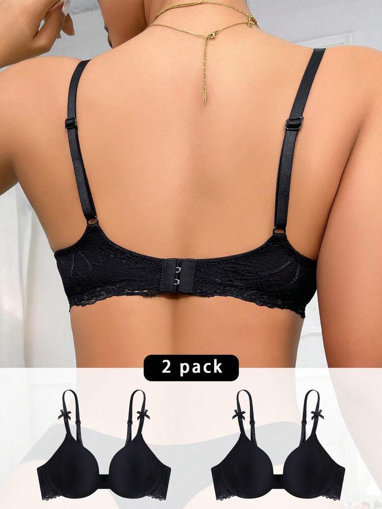 Ladies' Lace Trimmed Bowknot Decorated Bra