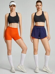 GLOWMODE Nhanh khô 2 trong 1 Quần đùi chạy bộ Thoáng khí Phản chiếu Có thể tháo rời Nhiều lớp Quần short Ảnh hưởng lơn Tập thể dục Phòng thể dục Mùa hè - Màu xanh hải quân - Xem 8