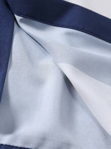 Manfinity Homme Camisa de manga corta con estampado geométrico gráfico y divertido cuello para hombres, ideal para vacaciones, para padre e hijo, papá - Azul Marino - Ver 6